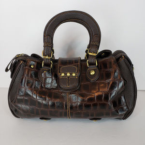 MC Marc Chantal Brown Croc Embossed Leather Purse